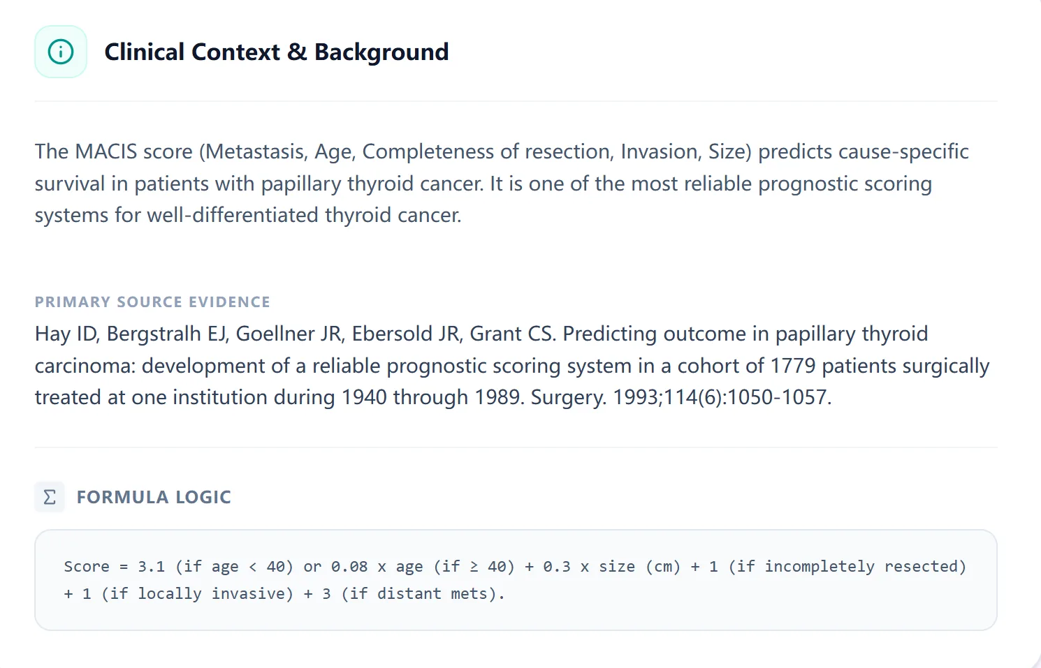 Clinical context panel summary